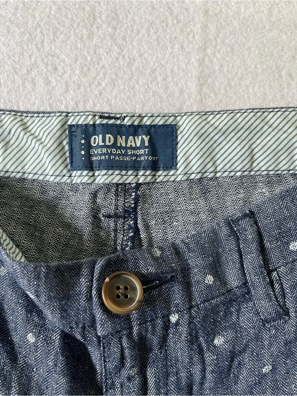 Old Navy Blue Polka Dot Linen-Blend Women's Shorts